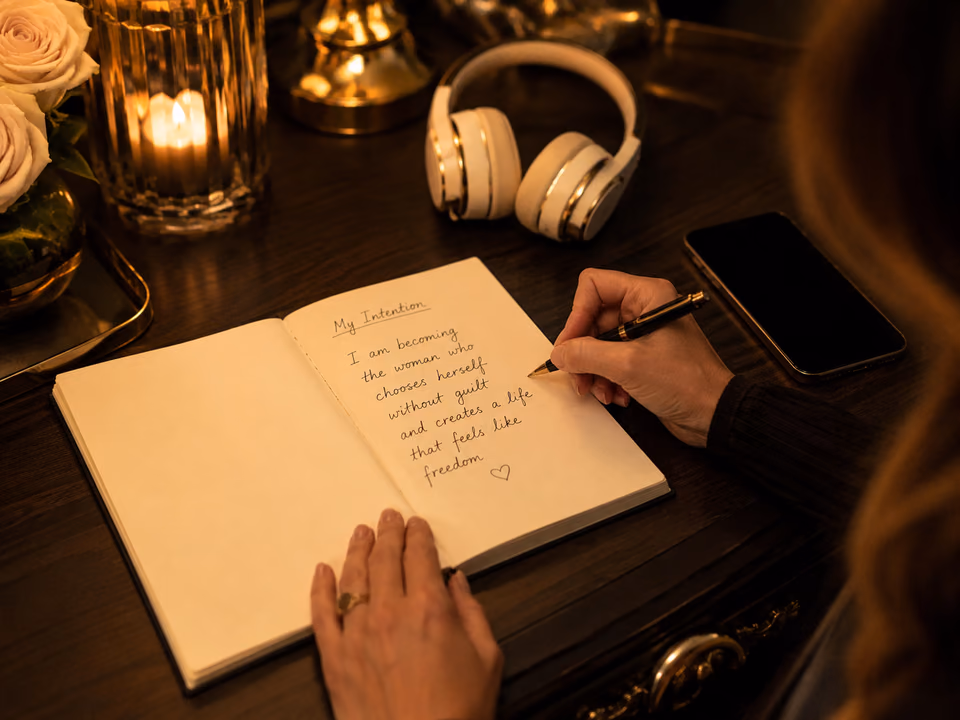 Manifestation journal and sound journey practice for intention setting meditation