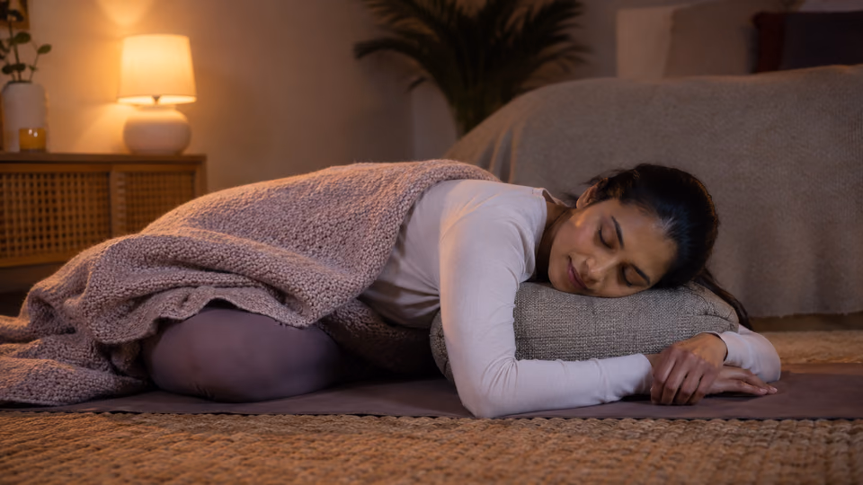 Gentle restorative yoga to calm anxiety before sleep